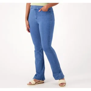 Isaac Mizrahi Live! Divine Denim Tall Pull On Bootcut Jean - a world of fashionable women's clothing, including a wide selection of dresses and trendy accessories.> Hat