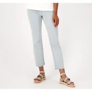 Isaac Mizrahi Live Divine Denim Tall Pull On Straight Jeans - a world of fashionable women's clothing, including a wide selection of dresses and trendy accessories.> Hat