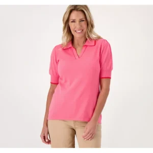 Isaac Mizrahi Live! Elbow Sleeve Polo Sweater - a world of fashionable women's clothing, including a wide selection of dresses and trendy accessories.> Hat