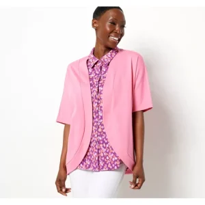 Isaac Mizrahi Live! Essential Pima Cotton Open Front Cardigan - a world of fashionable women's clothing, including a wide selection of dresses and trendy accessories.> Hat