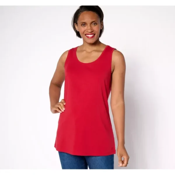 Shop All<Isaac Mizrahi Live! Essentials Micro Pima Rib Sleeveless Top - a world of fashionable women's clothing, including a wide selection of dresses and trendy accessories.