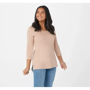 Isaac Mizrahi Live! Essentials Pima Cotton 3/4 Sleeve Top - a world of fashionable women's clothing, including a wide selection of dresses and trendy accessories.> Hat