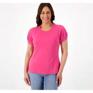 Isaac Mizrahi Live! Essentials Pima Cotton Crew Neck Tee - a world of fashionable women's clothing, including a wide selection of dresses and trendy accessories.> Hat