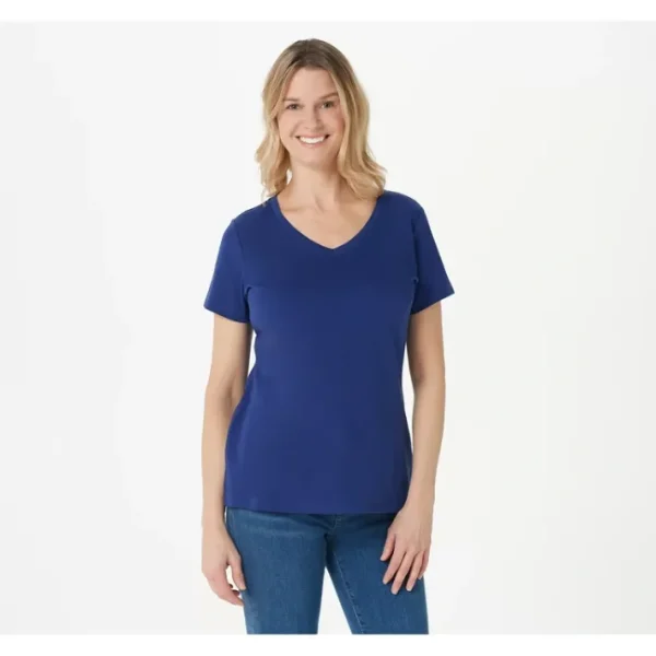 Shop All<Isaac Mizrahi Live! Essentials Pima Cotton Extended Shoulder Tee - a world of fashionable women's clothing, including a wide selection of dresses and trendy accessories.