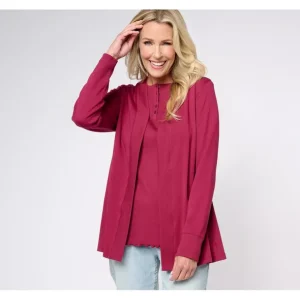 Isaac Mizrahi Live! Essentials Pima Cotton Ribbed Cardigan - a world of fashionable women's clothing, including a wide selection of dresses and trendy accessories.> Hat
