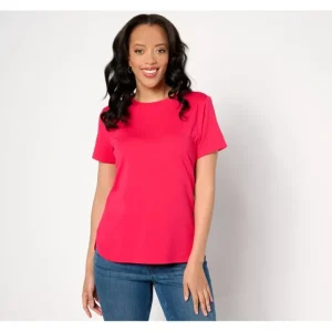 Isaac Mizrahi Live! Essentials Pima Cotton Short Sleeve Top - a world of fashionable women's clothing, including a wide selection of dresses and trendy accessories.> Hat