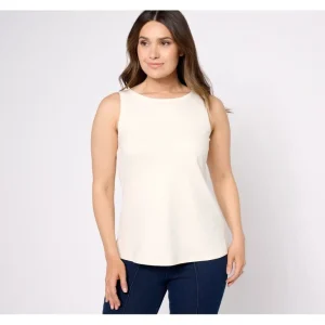 Isaac Mizrahi Live! Essentials Pima Cotton Sleeveless Top - a world of fashionable women's clothing, including a wide selection of dresses and trendy accessories.> Hat