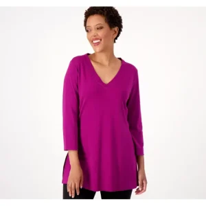 Isaac Mizrahi Live Essentials Pima Cotton V-Neck Tunic - a world of fashionable women's clothing, including a wide selection of dresses and trendy accessories.> Hat