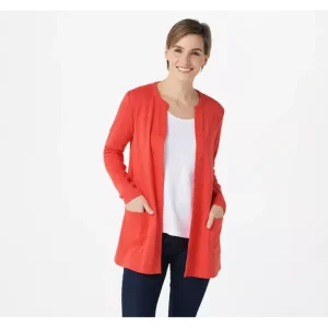 Isaac Mizrahi Live! Essentials Pima Y-Neck Button Front Topper - a world of fashionable women's clothing, including a wide selection of dresses and trendy accessories.> Hat
