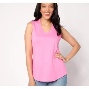 Isaac Mizrahi Live! Essentials Raised Back Sleeveless Top - a world of fashionable women's clothing, including a wide selection of dresses and trendy accessories.> Hat