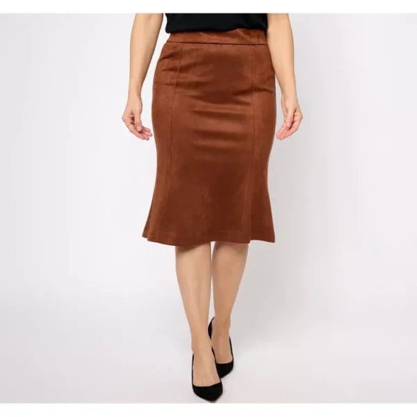 Isaac Mizrahi Live! Estate Regular Faux Suede Skirt - a world of fashionable women's clothing, including a wide selection of dresses and trendy accessories.> Hat