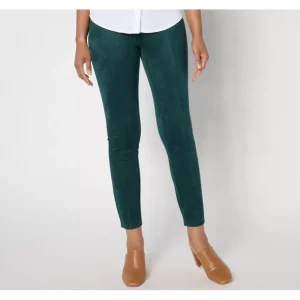 Isaac Mizrahi Live! Estate Regular Faux Suede Slim-Leg Pants - a world of fashionable women's clothing, including a wide selection of dresses and trendy accessories.> Hat