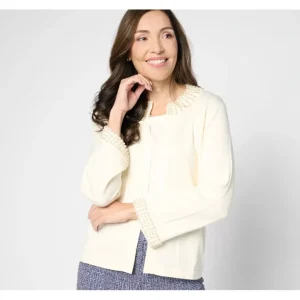 Isaac Mizrahi Live! Knit Jacket with Faux-Pearl Details - a world of fashionable women's clothing, including a wide selection of dresses and trendy accessories.> Hat