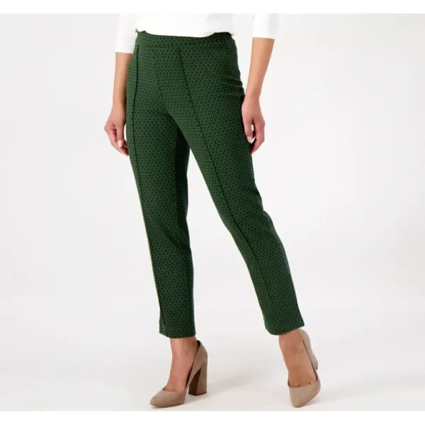 Isaac Mizrahi Live! Pet Jacquard Straight Leg Ankle Pants - a world of fashionable women's clothing, including a wide selection of dresses and trendy accessories.> Hat