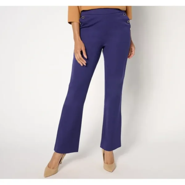 Isaac Mizrahi Live! Petite 24/7 Stretch Bootcut Pants w/ Buttons - a world of fashionable women's clothing, including a wide selection of dresses and trendy accessories.> Hat