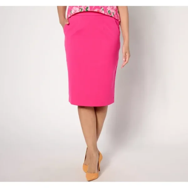 Isaac Mizrahi Live! Petite 24/7 Stretch Pencil Skirt - a world of fashionable women's clothing, including a wide selection of dresses and trendy accessories.> Hat