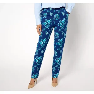 Isaac Mizrahi Live! Petite 24/7 Stretch Straight Leg Printed Pants - a world of fashionable women's clothing, including a wide selection of dresses and trendy accessories.> Hat