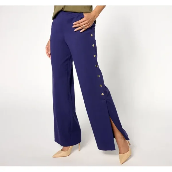 Isaac Mizrahi Live! Petite 24/7 Stretch Wide Leg Full Length Pants - a world of fashionable women's clothing, including a wide selection of dresses and trendy accessories.> Hat