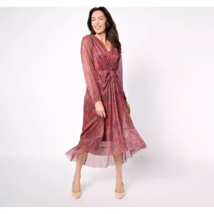 Dresses<Isaac Mizrahi Live! Petite Always Isaac Foil Printed Mesh Dress - a world of fashionable women's clothing, including a wide selection of dresses and trendy accessories.