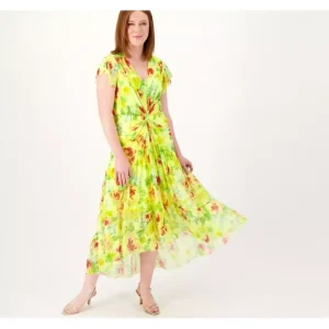 Isaac Mizrahi Live Petite Always Isaac Printed Mesh Midi Dress - a world of fashionable women's clothing, including a wide selection of dresses and trendy accessories.> Hat
