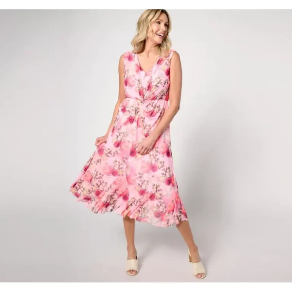 Isaac Mizrahi Live! Petite Always Isaac Twist Front Mesh Midi Dress - a world of fashionable women's clothing, including a wide selection of dresses and trendy accessories.> Hat