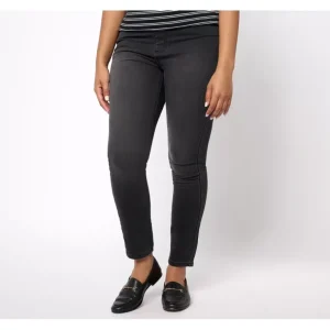 Isaac Mizrahi Live! Petite Black Divine Denim Pull On Jeans - a world of fashionable women's clothing, including a wide selection of dresses and trendy accessories.> Hat