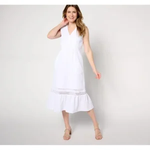 Dresses<Isaac Mizrahi Live! Petite Bridgehampton Gauze Sleevless Dress - a world of fashionable women's clothing, including a wide selection of dresses and trendy accessories.