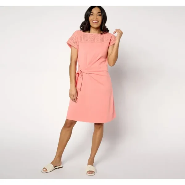 Isaac Mizrahi Live! Petite Bridgehampton Slub Knit Tie Front Dress - a world of fashionable women's clothing, including a wide selection of dresses and trendy accessories.> Hat