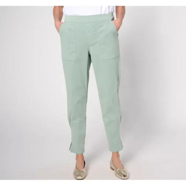 Fashion<Isaac Mizrahi Live! Petite Brushed Sateen Ankle Pants w/ Pleated Hem - a world of fashionable women's clothing, including a wide selection of dresses and trendy accessories.