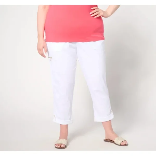 Shop All<Isaac Mizrahi Live! Petite Brushed Sateen Pull On Pants w/ Cuff - a world of fashionable women's clothing, including a wide selection of dresses and trendy accessories.