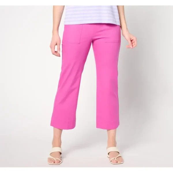 Shop All<Isaac Mizrahi Live! Petite Brushed Sateen Straight Crop Pants - a world of fashionable women's clothing, including a wide selection of dresses and trendy accessories.