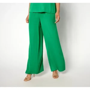 Isaac Mizrahi Live! Petite Crinkle Satin Flowy Wide Leg Pants - a world of fashionable women's clothing, including a wide selection of dresses and trendy accessories.> Hat