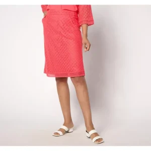Isaac Mizrahi Live! Petite Crochet Knit Pull On Skirt - a world of fashionable women's clothing, including a wide selection of dresses and trendy accessories.> Hat