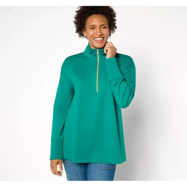 Shop All<Isaac Mizrahi Live! Petite Essentials Pima Cotton Pullover - a world of fashionable women's clothing, including a wide selection of dresses and trendy accessories.