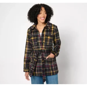 Isaac Mizrahi Live! Petite Estate Faux Wool Plaid Jacket - a world of fashionable women's clothing, including a wide selection of dresses and trendy accessories.> Coats