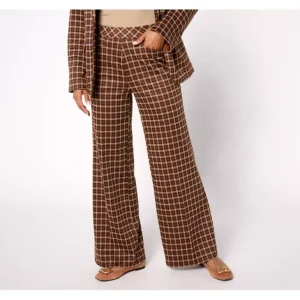 Isaac Mizrahi Live! Petite Estate Yarn-Dye Plaid Wide Leg Pants - a world of fashionable women's clothing, including a wide selection of dresses and trendy accessories.> Hat