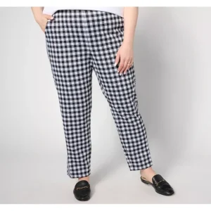 Isaac Mizrahi Live! Petite Gingham Pattern Ankle Pants - a world of fashionable women's clothing, including a wide selection of dresses and trendy accessories.> Hat