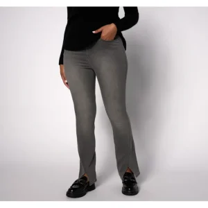 Isaac Mizrahi Live! Petite Gray Divine Denim Slim Boot Jeans - a world of fashionable women's clothing, including a wide selection of dresses and trendy accessories.> Hat