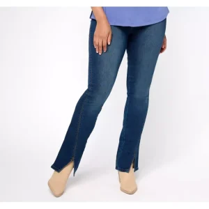 Isaac Mizrahi Live! Petite Indigo Divine Denim Slim Boot Jeans - a world of fashionable women's clothing, including a wide selection of dresses and trendy accessories.> Hat