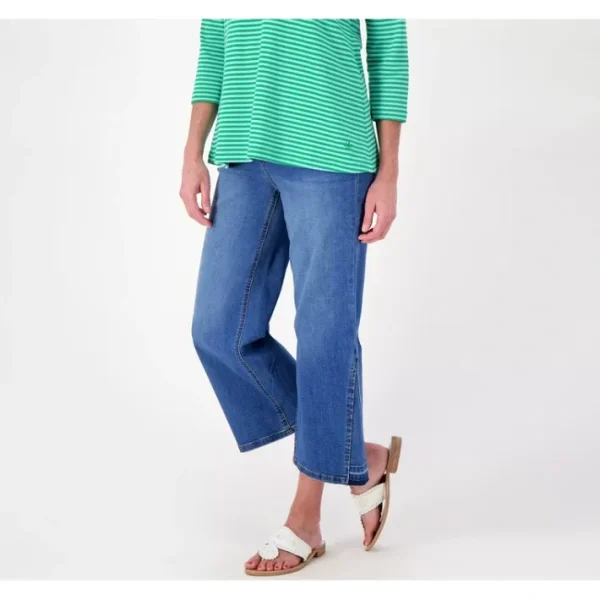Fashion<Isaac Mizrahi Live! Petite Indigo True Denim Crop Wide Leg Jeans - a world of fashionable women's clothing, including a wide selection of dresses and trendy accessories.