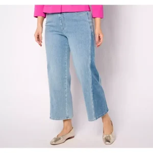 Isaac Mizrahi Live! Petite Knit Denim Crop Wide Leg Jeans - a world of fashionable women's clothing, including a wide selection of dresses and trendy accessories.> Hat
