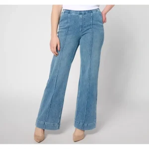 Isaac Mizrahi Live! Petite Knit Denim Trouser Jean w/ Seam Detail - a world of fashionable women's clothing, including a wide selection of dresses and trendy accessories.> Hat