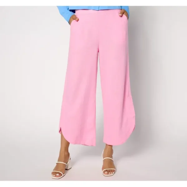 Fashion<Isaac Mizrahi Live! Petite Linen Blend Wide Leg Crop Pants - a world of fashionable women's clothing, including a wide selection of dresses and trendy accessories.