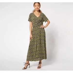 Isaac Mizrahi Live! Petite Printed Crinkle Knit Midi Dress - a world of fashionable women's clothing, including a wide selection of dresses and trendy accessories.> Hat