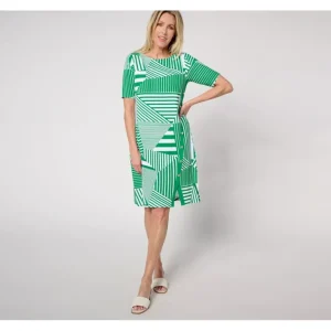 Isaac Mizrahi Live! Petite Printed Elbow Sleeve Knee Length Dress - a world of fashionable women's clothing, including a wide selection of dresses and trendy accessories.> Hat
