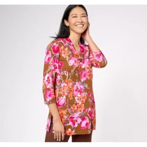 Isaac Mizrahi Live! Petite Printed Floral 3/4 Sleeve Tunic - a world of fashionable women's clothing, including a wide selection of dresses and trendy accessories.> Hat