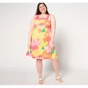 Dresses<Isaac Mizrahi Live! Petite Printed Pebble Knit Square Neck Dress - a world of fashionable women's clothing, including a wide selection of dresses and trendy accessories.