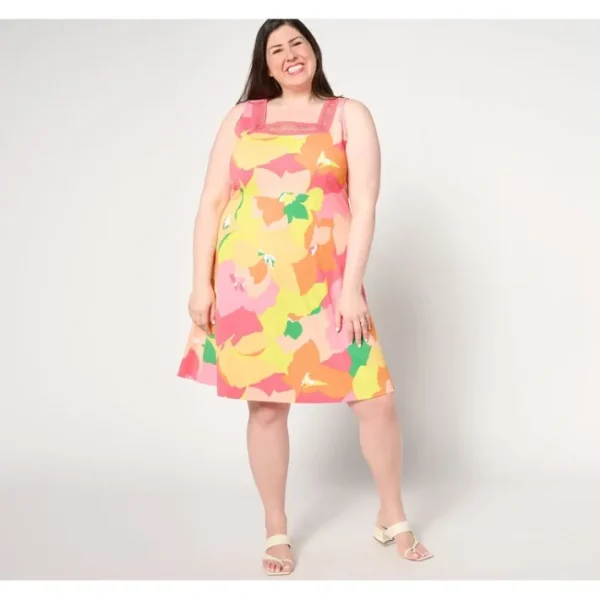 Dresses<Isaac Mizrahi Live! Petite Printed Pebble Knit Square Neck Dress - a world of fashionable women's clothing, including a wide selection of dresses and trendy accessories.