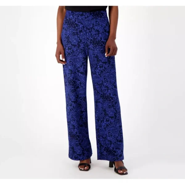 Fashion<Isaac Mizrahi Live! Petite Printed Pebble Knit Wide Leg Pants - a world of fashionable women's clothing, including a wide selection of dresses and trendy accessories.