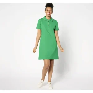 Dresses<Isaac Mizrahi Live! Petite Short Sleeve Polo Dress - a world of fashionable women's clothing, including a wide selection of dresses and trendy accessories.